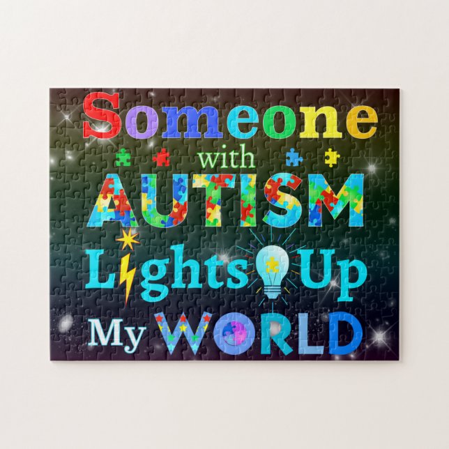 Puzzle Quelqu'un avec l'AUTISM illumine mon monde (Horizontal)