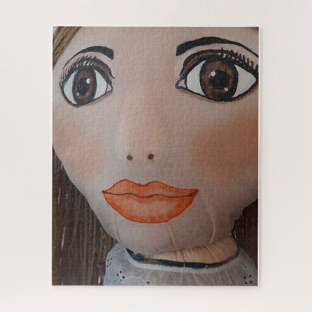 Puzzle Quiet Gaze — Handcrafted Festival Figure in Flores (Vertical)