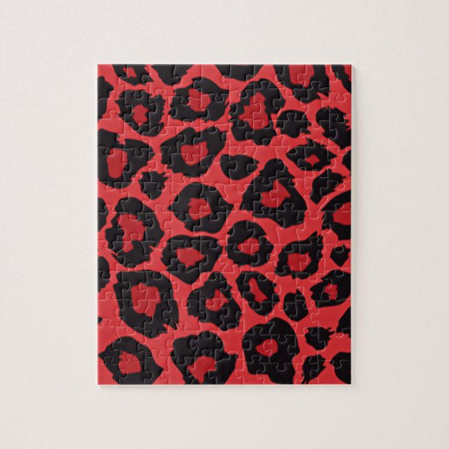 Puzzle RAB Rockabilly Empreinte de léopard Rouge Noir (Vertical)