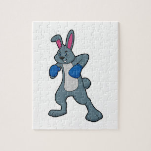 Puzzle Rabbit en boîte avec gants de boxe