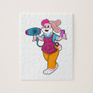 Puzzle Rabbit en coiffeur avec sèche-cheveux & peigne
