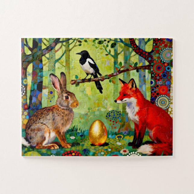 Puzzle Rabbit, Magpie, Fox and “The Forest’s Secret”  (Horizontal)