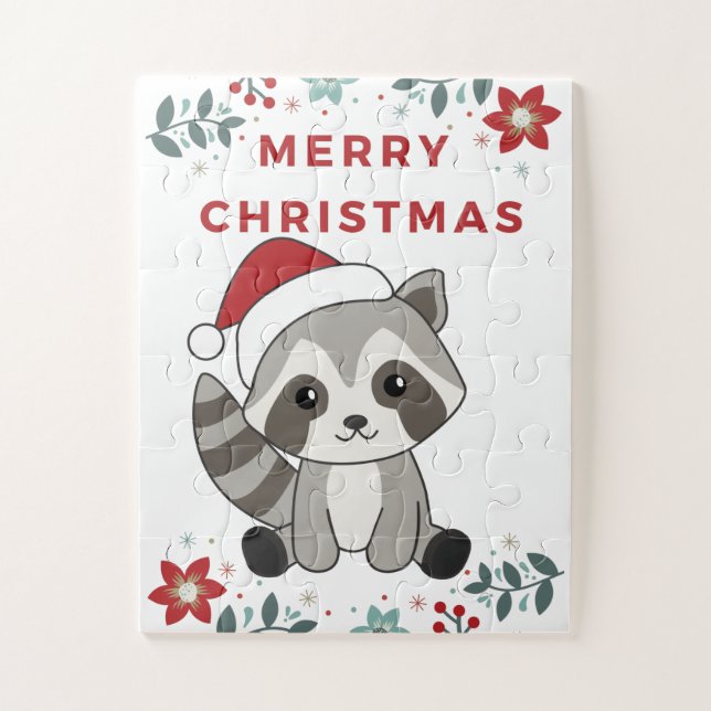 Puzzle Raccoon Noël Neige hiver Raccoon (Vertical)