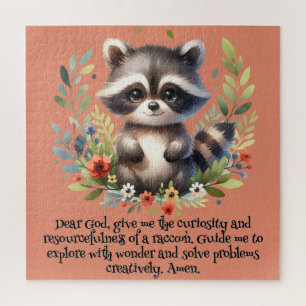 Puzzle Raccoon Woodland Enfants Prière chrétienne sur ros