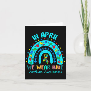 Puzzle Rainbow In April We Wear Blue Autism Awaren Card