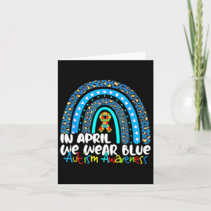 Puzzle Rainbow In April We Wear Blue Autism Awaren Card