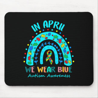 Puzzle Rainbow In April We Wear Blue Autism Awaren Mouse Pad
