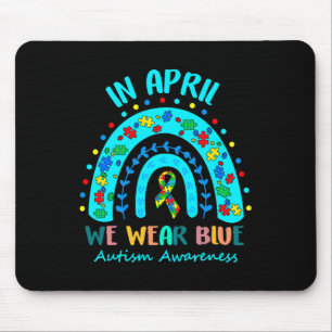 Puzzle Rainbow In April We Wear Blue Autism Awaren Mouse Pad