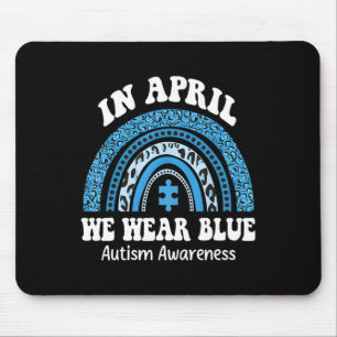 Puzzle Rainbow In April We Wear Blue Autism Awaren Mouse Pad