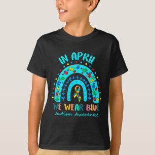 Puzzle Rainbow In April We Wear Blue Autism Awaren T-Shirt
