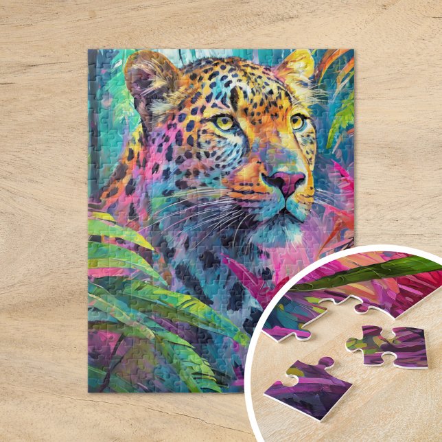Puzzle Rainbow Leopard coloré Art Abstrait moderne (Créateur téléchargé)