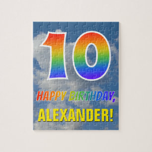 Puzzle Rainbow Look "10" & "HAPPY BANTHDAY", Ciel nuageux
