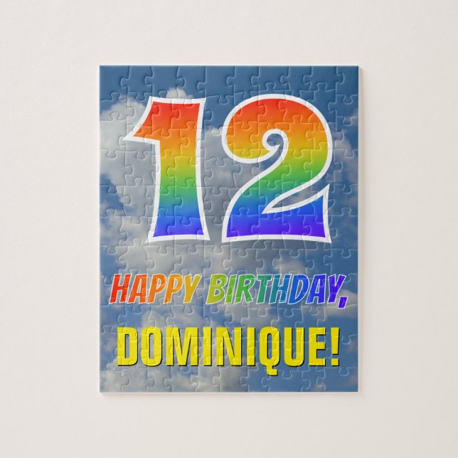 Puzzle Rainbow Look "12" & "HAPPY BANTHDAY", Ciel nuageux (Vertical)