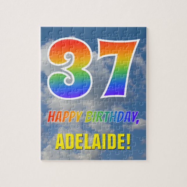 Puzzle Rainbow Look "37" & "HAPPY BANTHDAY", Ciel nuageux (Vertical)