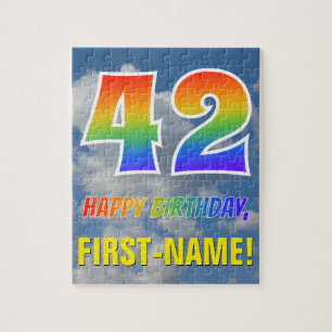 Puzzle Rainbow Look "42" & "HAPPY BANTHDAY", Ciel nuageux
