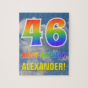 Puzzle Rainbow Look "46" & "HAPPY BANTHDAY", Ciel nuageux