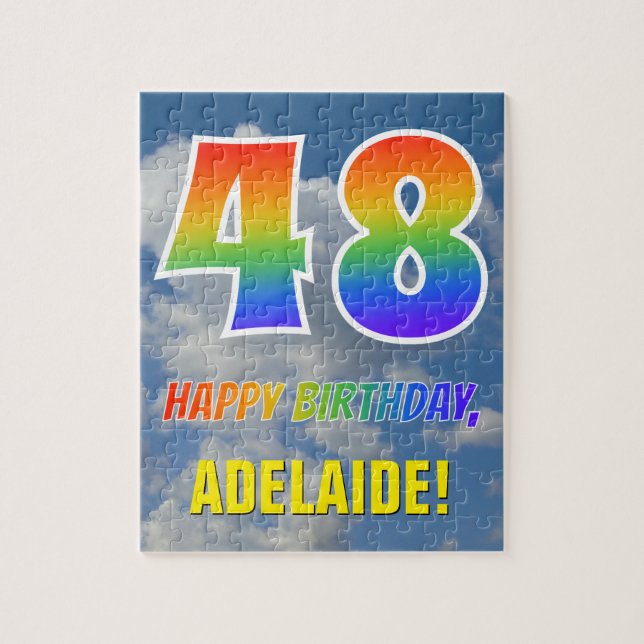 Puzzle Rainbow Look "48" & "HAPPY BANTHDAY", Ciel nuageux (Vertical)