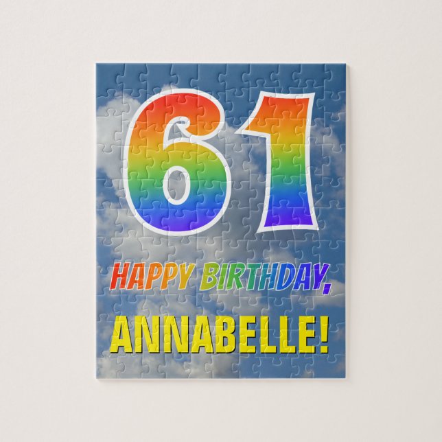 Puzzle Rainbow Look "61" & "HAPPY BANTHDAY", Ciel nuageux (Vertical)