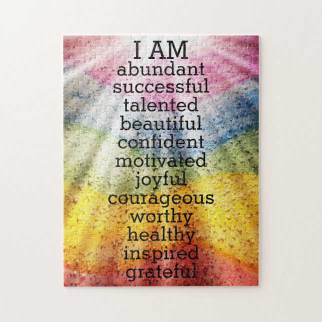 Puzzle Rainbow Positive Affirmations Carte de visite Magn (Vertical)