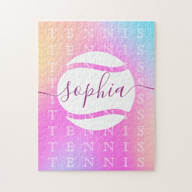 Puzzle Rainbow Tennis Typographie Ball & Girl Players Enf (Vertical)