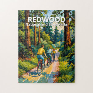 Puzzle Randonnée à vélo en famille dans une forêt de séqu