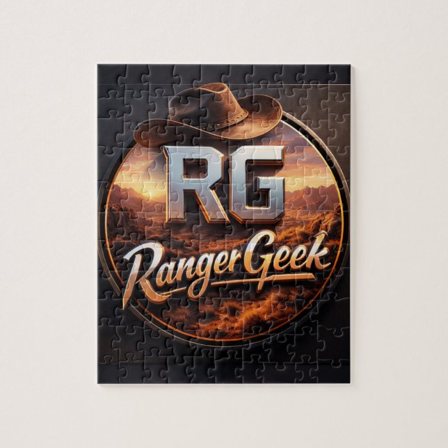 Puzzle Range geek western style logo jigsaw (Vertical)