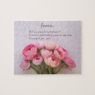 Puzzle ranunculus rose sur arrière - plan texturé