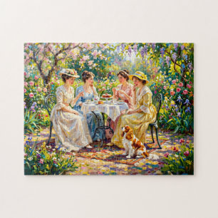 Puzzle Rassemblement de dames dans un jardin avec un Cava