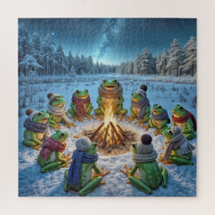 Puzzle Rassemblement de grenouilles autour d'un feu de ca