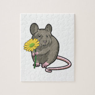 Puzzle Rat avec fleur jaune