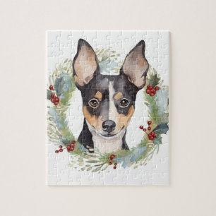 Puzzle Rat Terrier Fête de Noël Wreath Pup