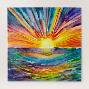 Puzzle Rayons de soleil colorés sur la réflexion de l'eau