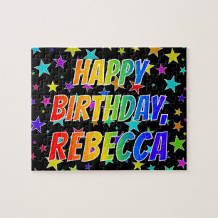 Puzzle "REBECCA" Prénom, Amusant "HEUREUX ANNIVERSAIRE"