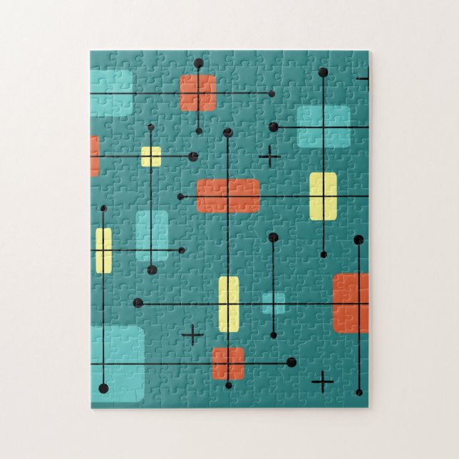 Puzzle Rectangles arrondies Carré Turquoise (Vertical)