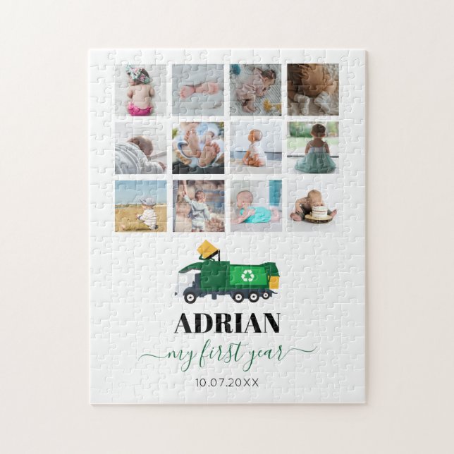 Puzzle Recyclage Camion à ordures Bébé Garçon 1ère année  (Vertical)