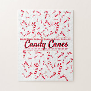 Puzzle - Red Candy Canes with Text