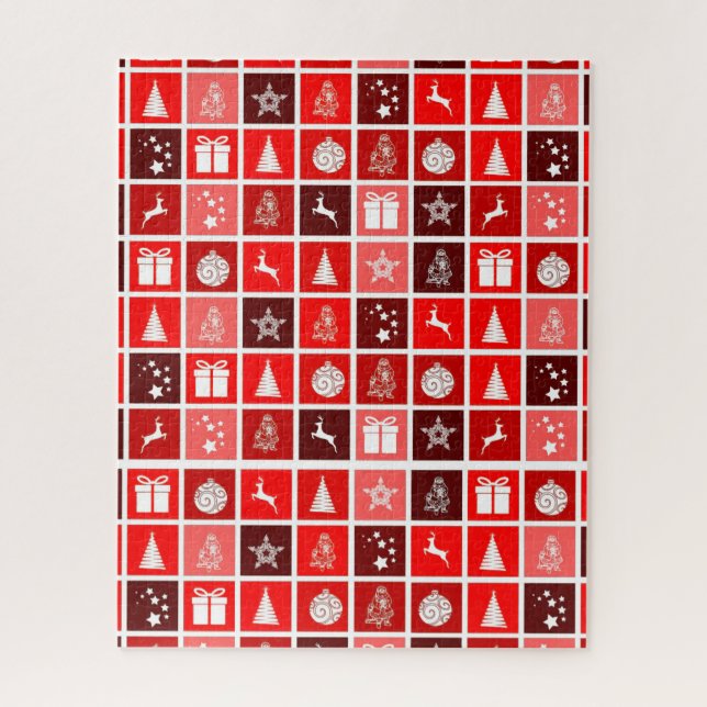 Puzzle Red Christmas Holiday Cute Tree Reinder (Vertical)