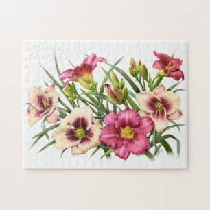 Puzzle Red Daylily Bouquet Art Botanique