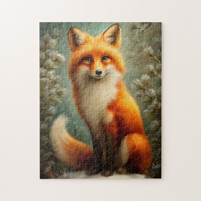 Puzzle Red fox in winter forest (Vertical)