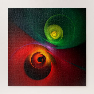Puzzle Red Green Yin Yang Moderne Motif d'art Abstrait #2