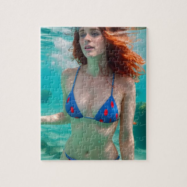 Puzzle Red Haioman Polka Dot Bikini Photo sous-marine (Vertical)