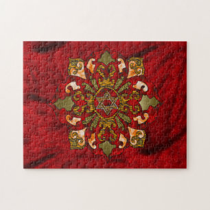 Puzzle Red Hanoukka Mandala