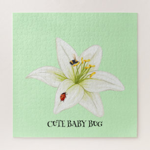 Puzzle Red Ladybug rose Lily Flower nom personnalisé fill
