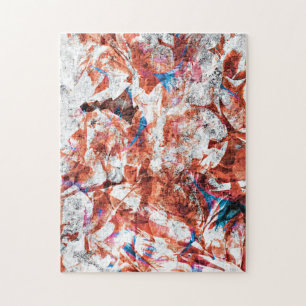 Puzzle Red paint brush abstract modern digital art