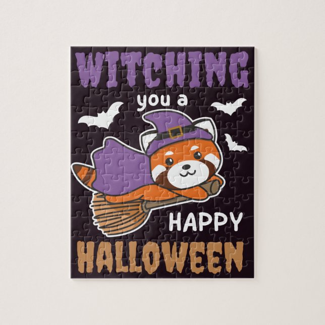 Puzzle Red Panda Witch Vous Sortit Une Joyeuse Halloween  (Vertical)