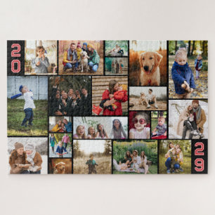 Puzzle Red Varsity Numbers Grosse photo Collage de votre 