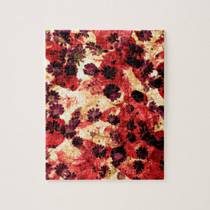 Puzzle Red yellow daisy flower pattern abstract design