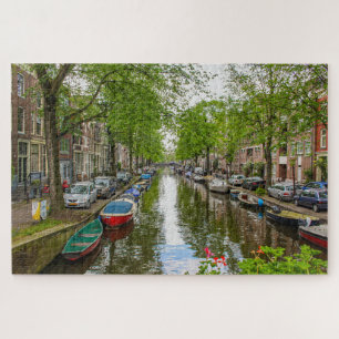Puzzle Réflexions sur Amsterdam canal, Pays-Bas