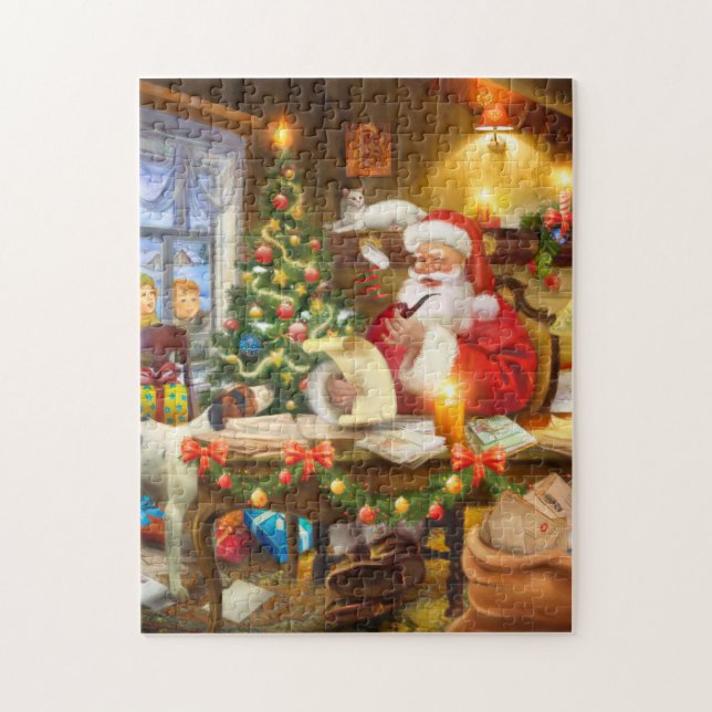 Puzzle Regard antique Père Noël Claud dans l'atelier (Vertical)