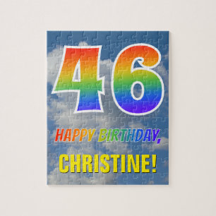 Puzzle Regard Arc-en-ciel "46" & "Joyeux Anniversaire", C